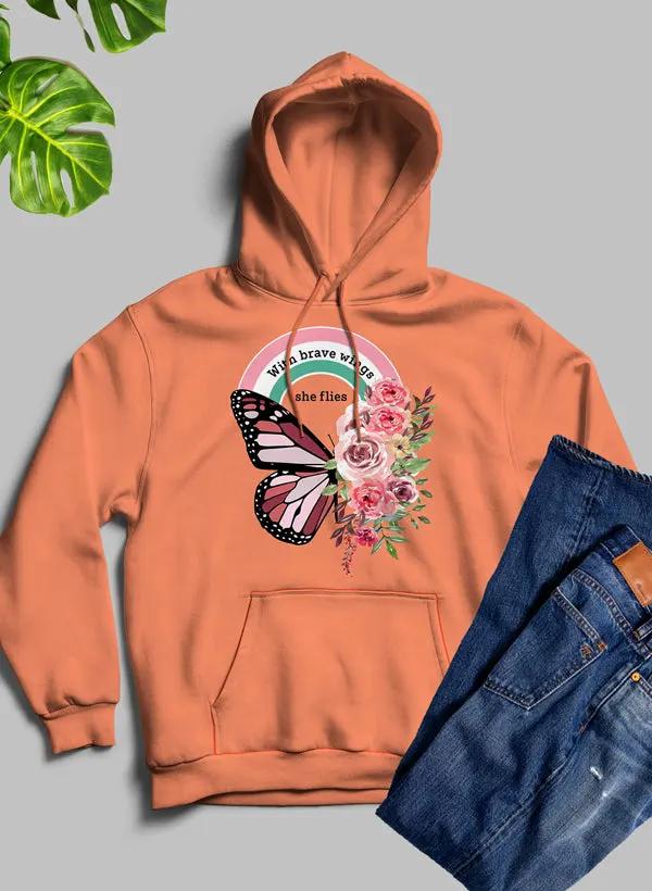 With Brave Wings She Flies Hoodie by Merch