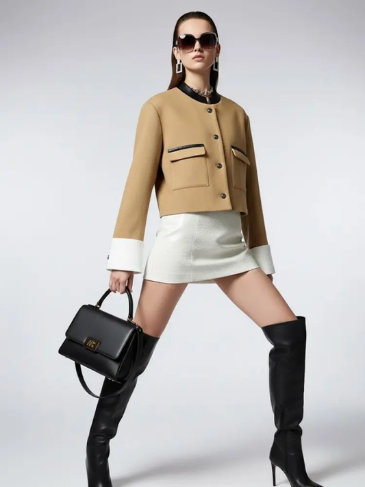 Women's Bicolor Cropped Tailored Jacket LENOX HILL New Collection Couture in Manhattan BYMANYC ® New York by BYMANYC ® New York