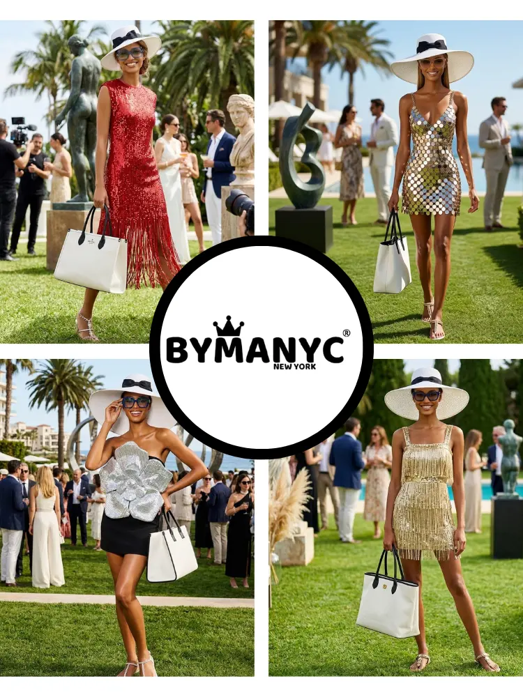 Women's Dress Sparkling Gold Sequin Fringe TRIBECA New Collection THE HAMPTONS BYMANYC ® New York by BYMANYC ® New York