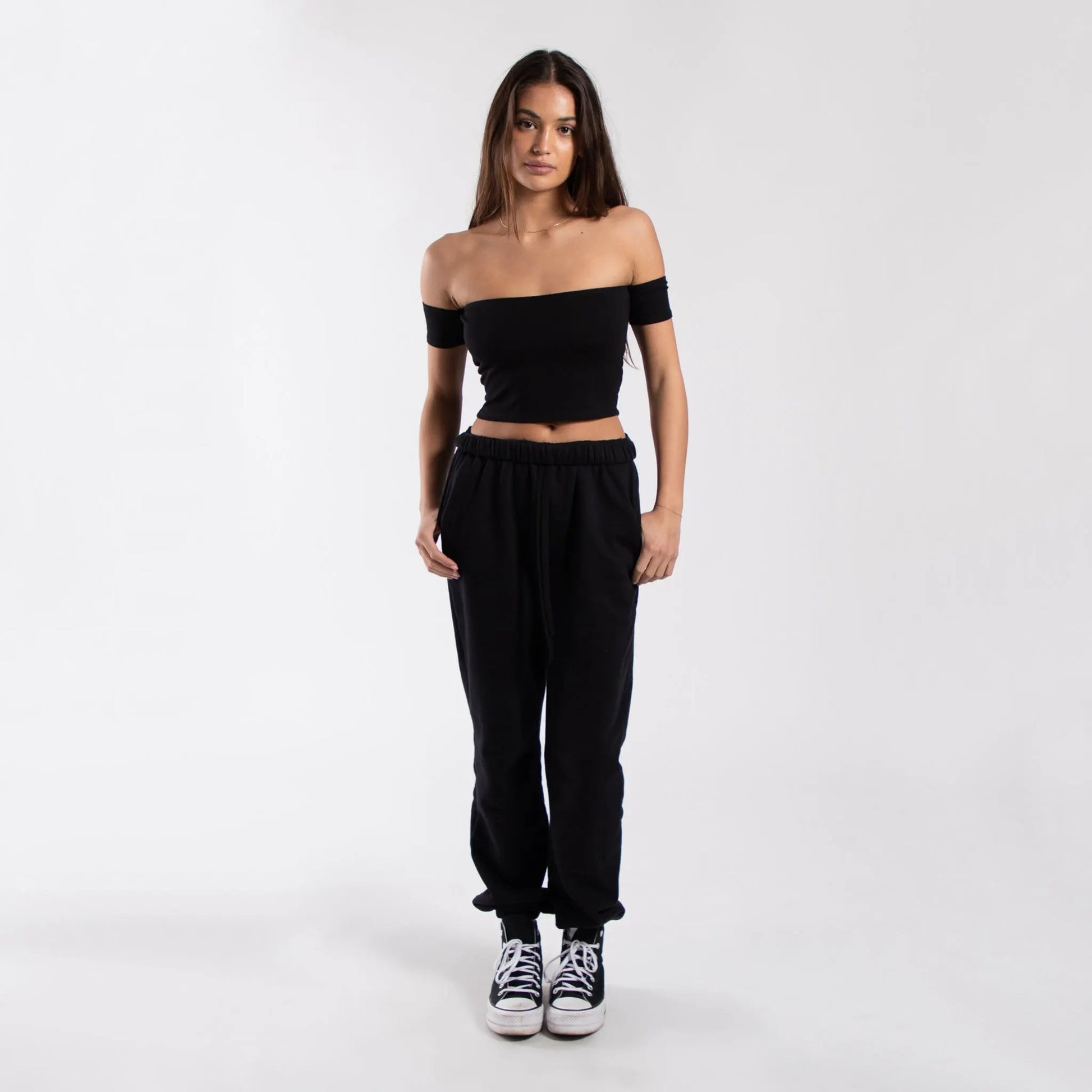0891 - Women's Off Shoulder Cropped Tee by POS Wholesale