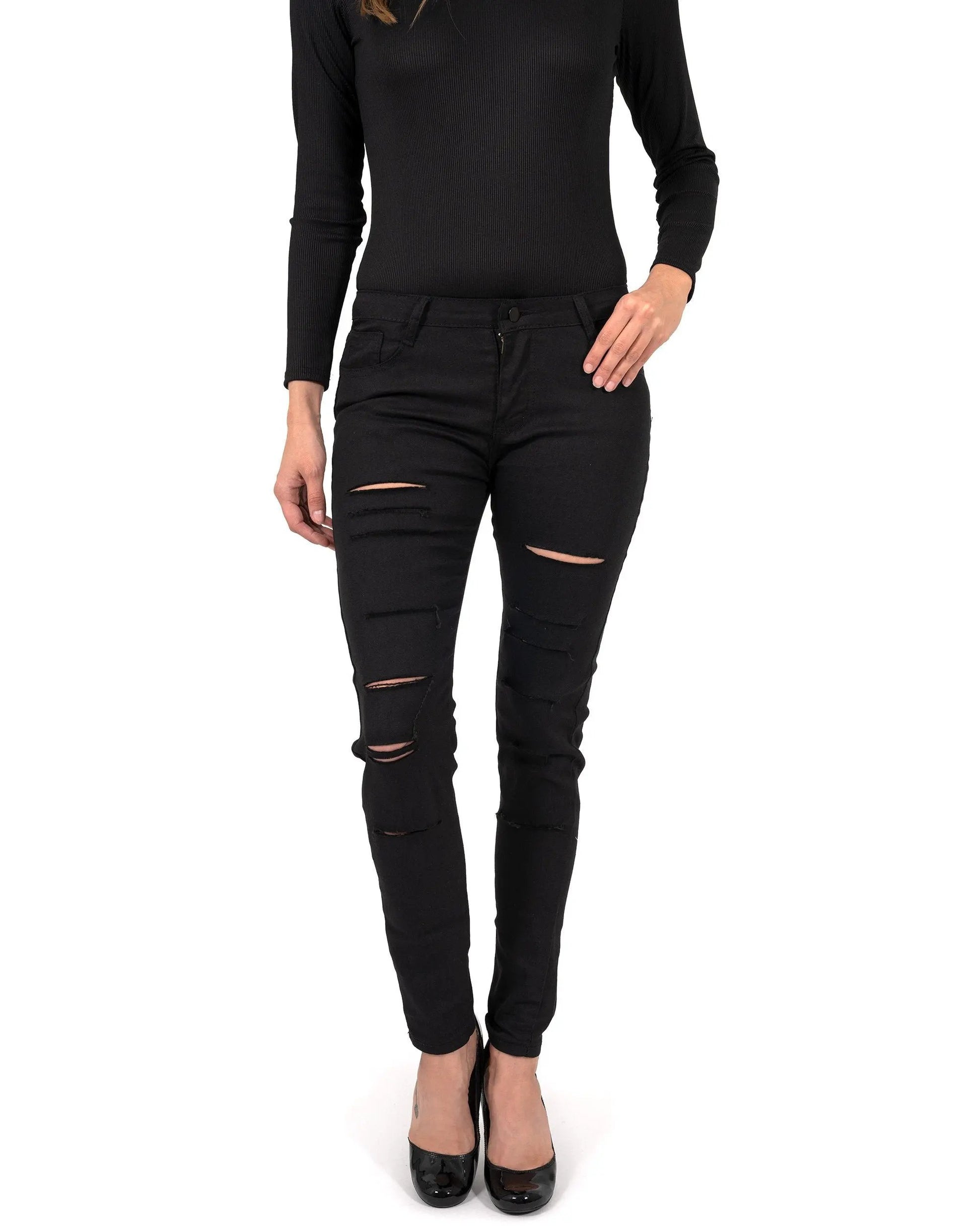 Clifton Ripped High Waist Skinny Jeans by Savoy Active