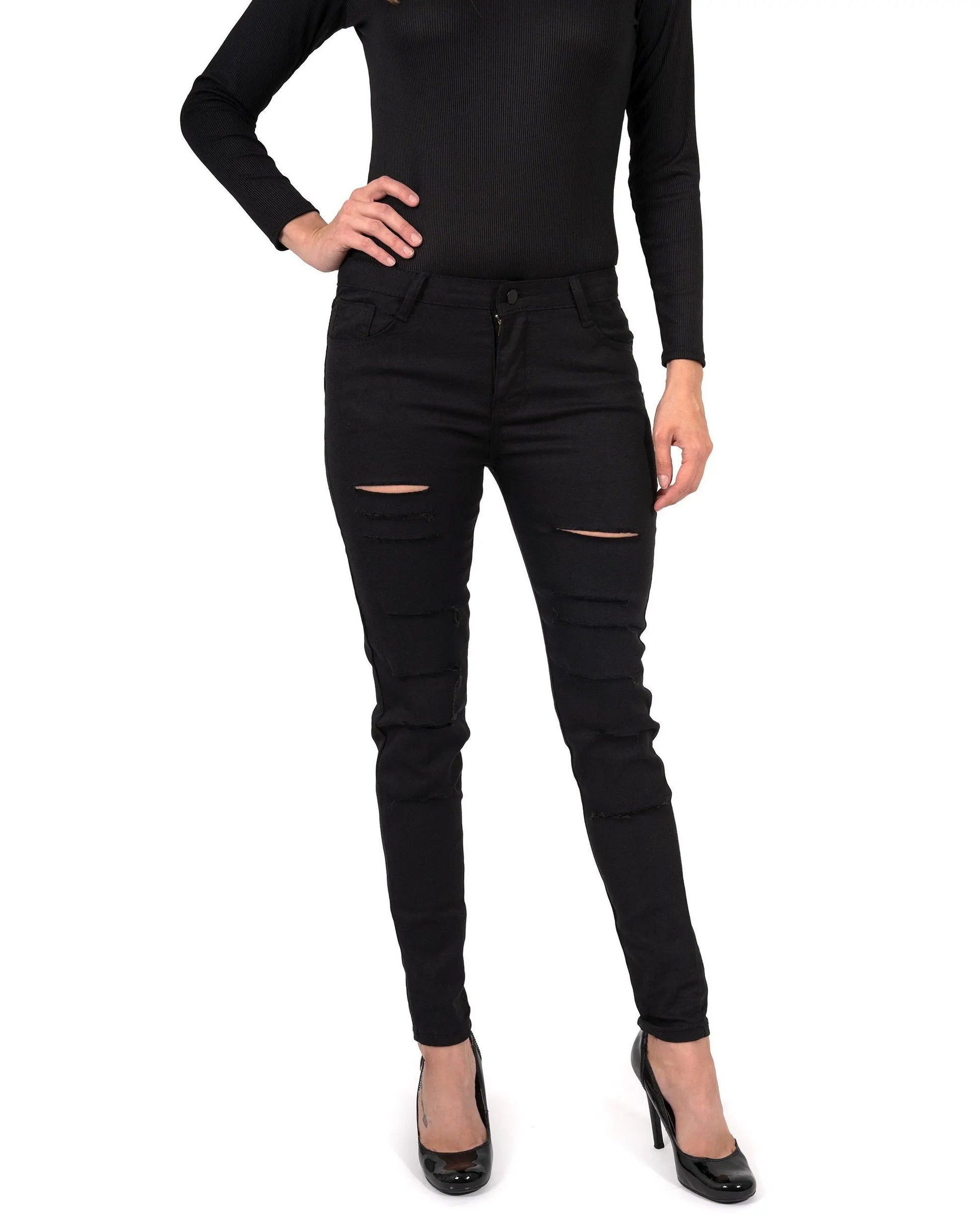 Clifton Ripped High Waist Skinny Jeans by Savoy Active