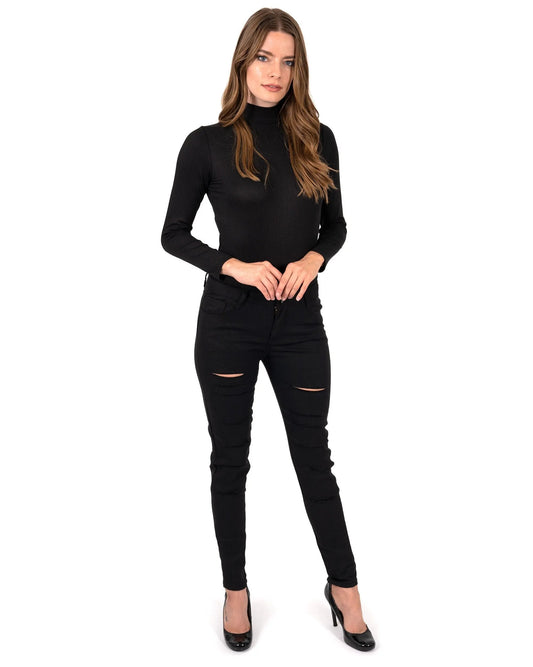 Clifton Ripped High Waist Skinny Jeans by Savoy Active