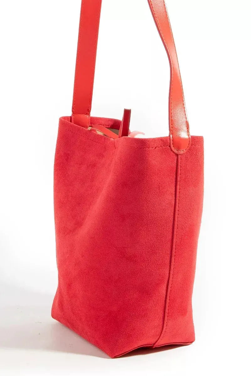 Fame Bucket Pouch Faux Suede Tote Bag by Fame