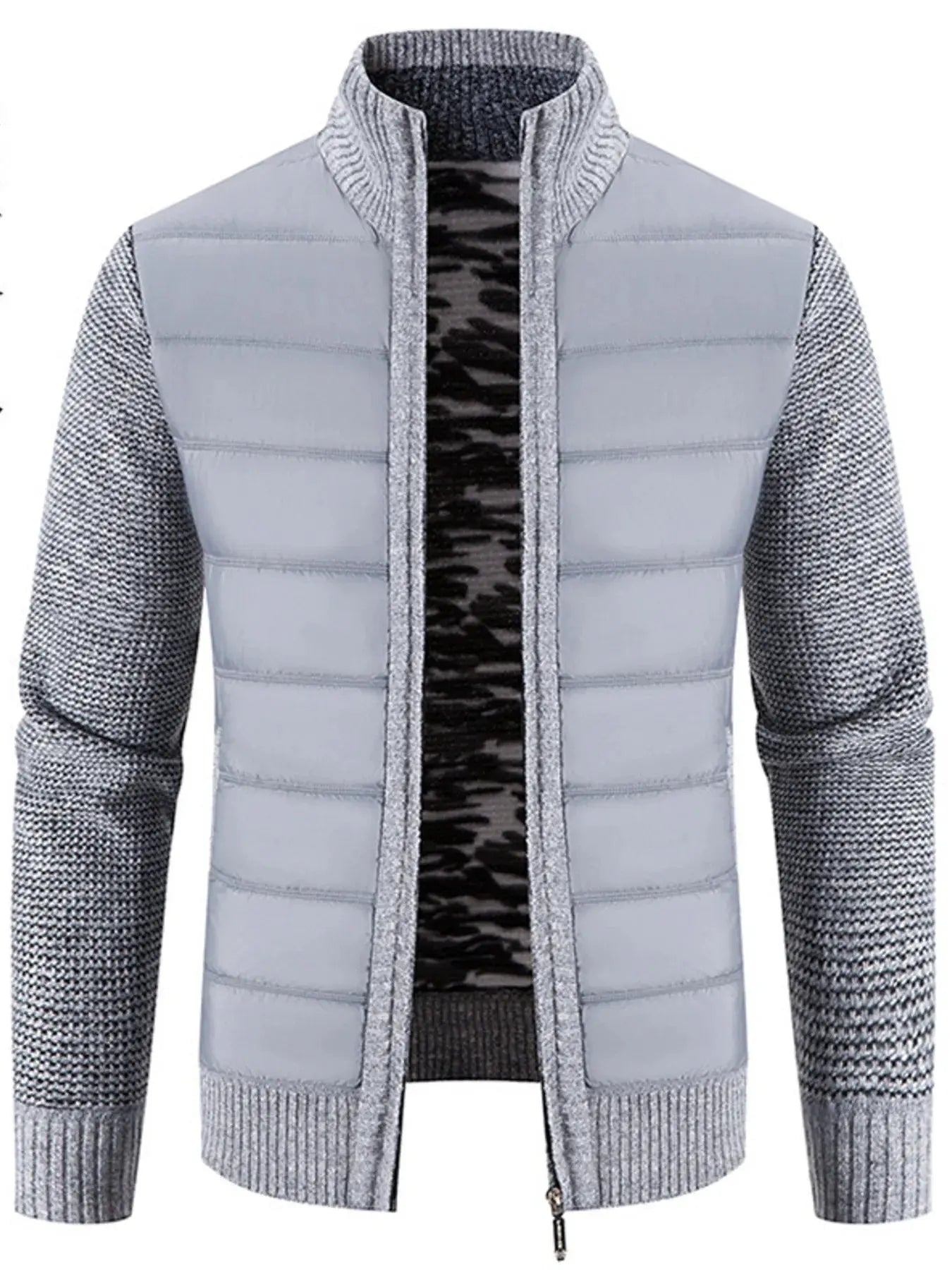 Men’s Plus Size Quilted Knit Bomber Jacket with Stand Collar | Partner Labels Selection by Partner Label
