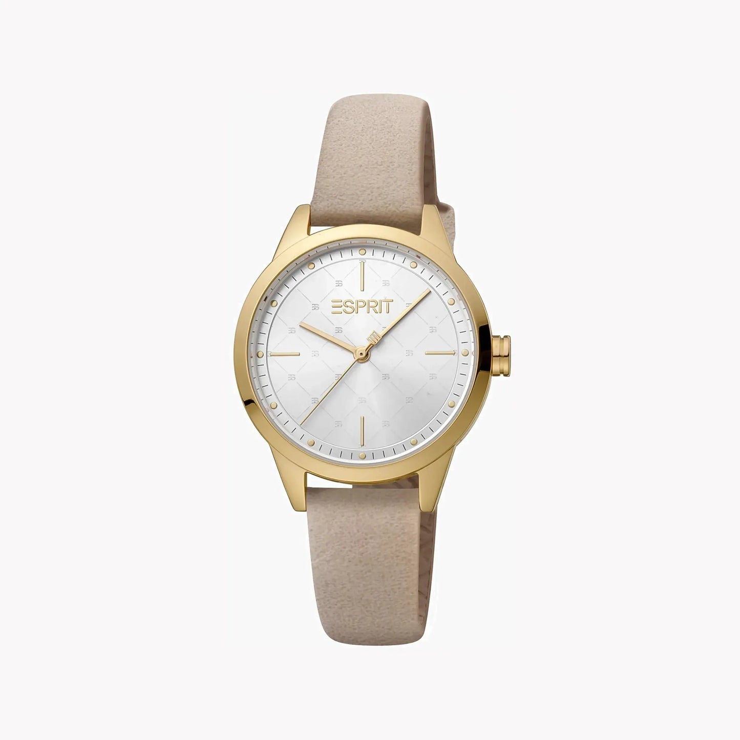 Esprit Women's Beige Faux Leather Watch, Silver Dial | Es1l207m0045 by ESPRIT