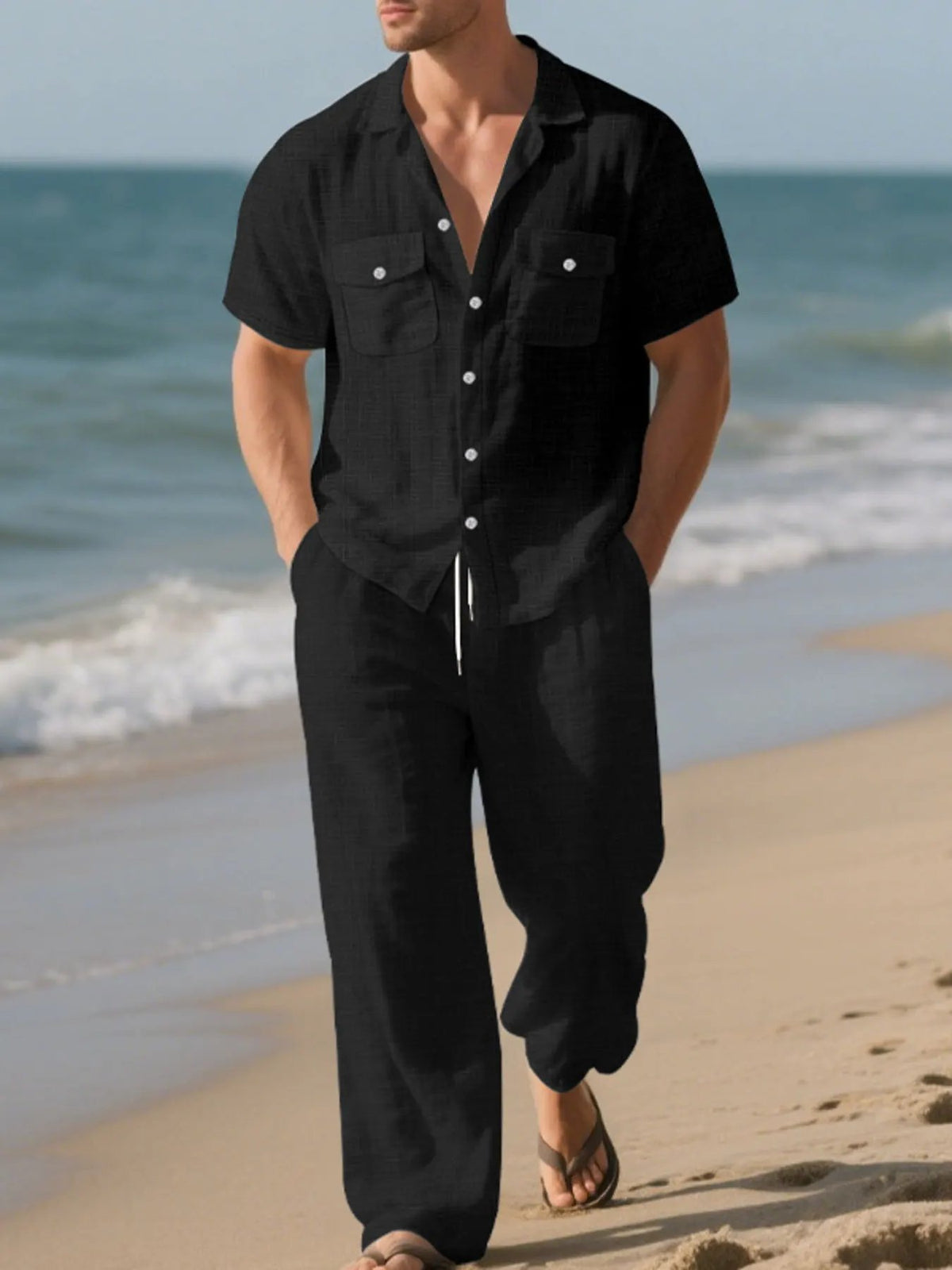 Men's Full Size Casual Button Up Shirt and Pants Set Plus Size by Trendsi