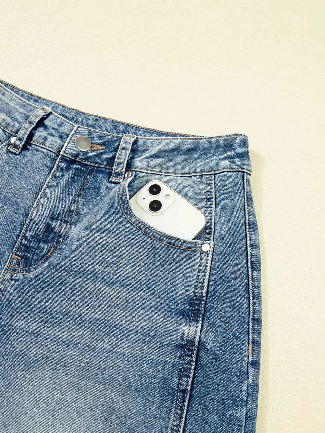 Vintage Washed Seam Detail Shift Jeans by Partner Label