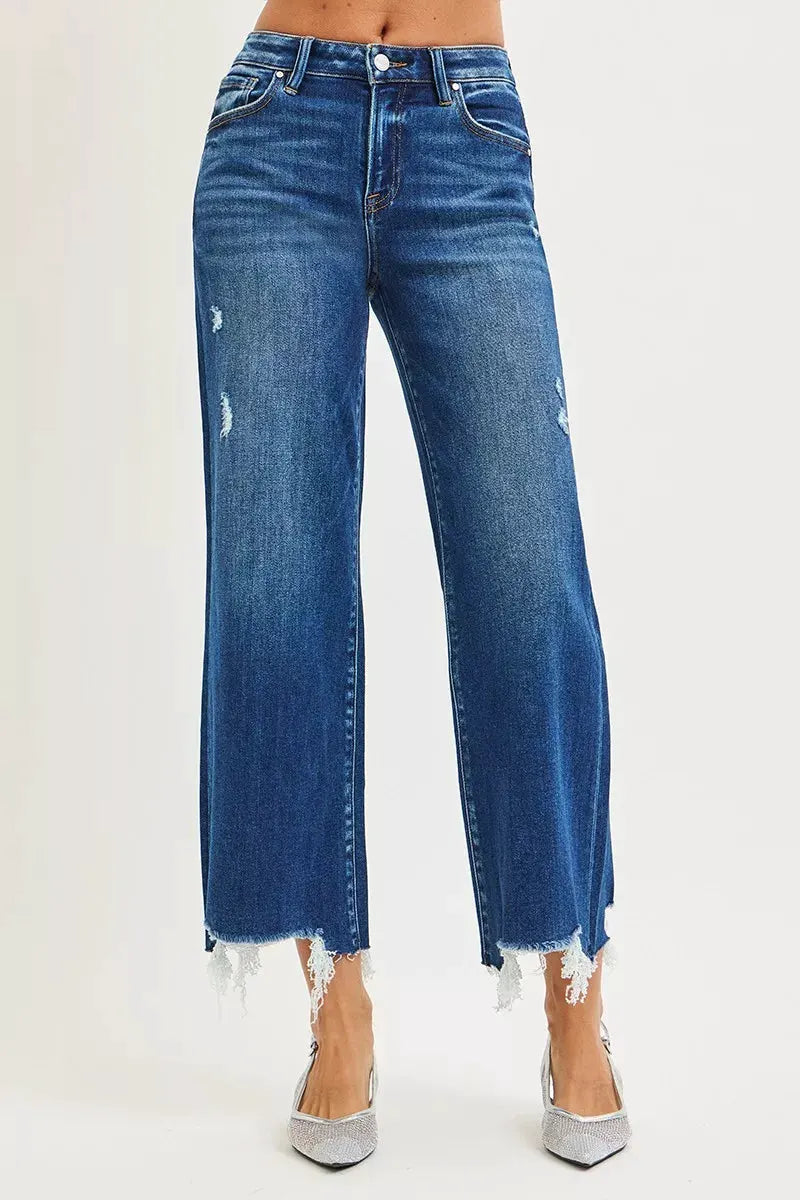 RISEN High Rise Crop Wide Leg Jeans by RISEN