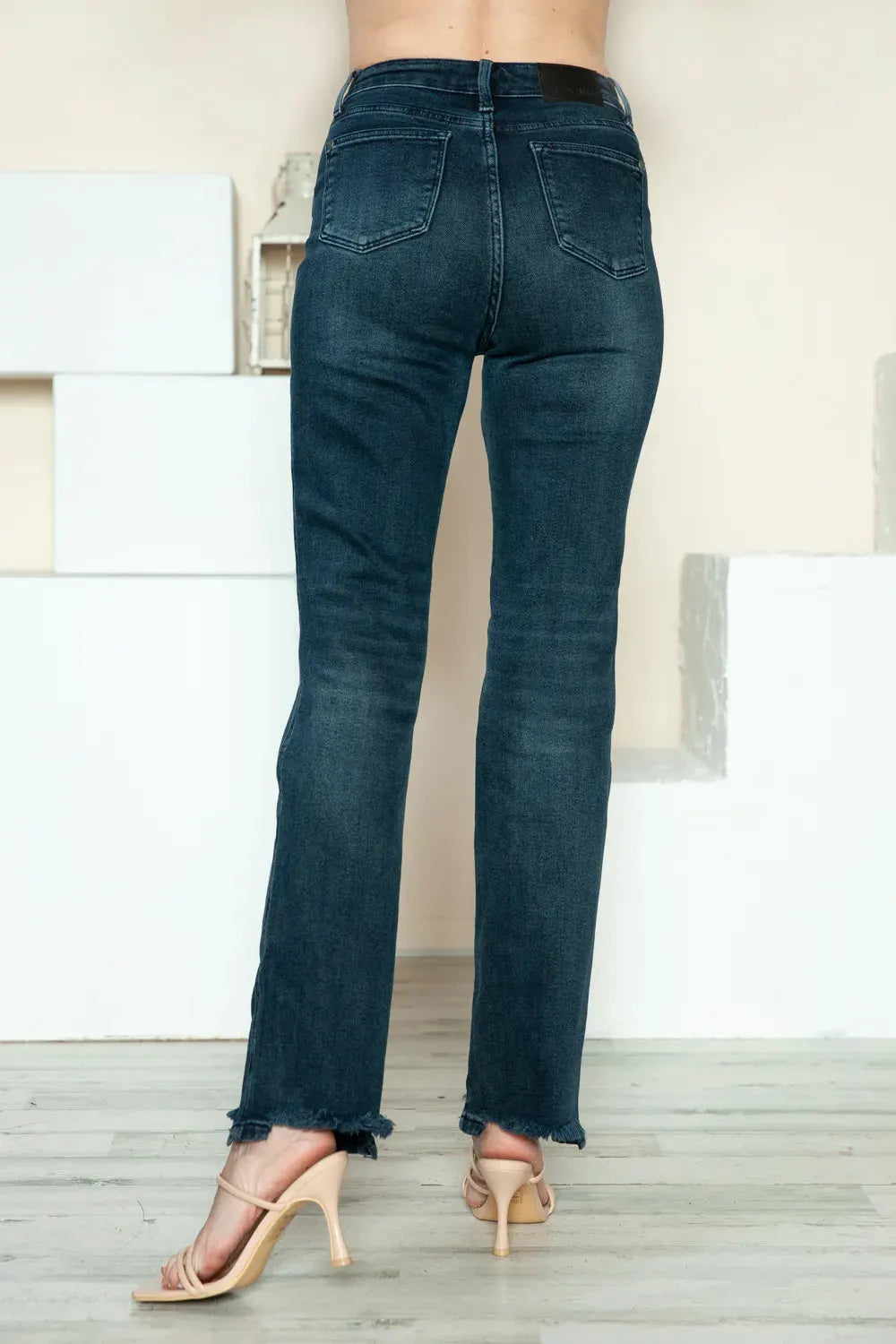Judy Blue Full Size Button Fly Hem Destroy Straight Jeans by Judy Blue