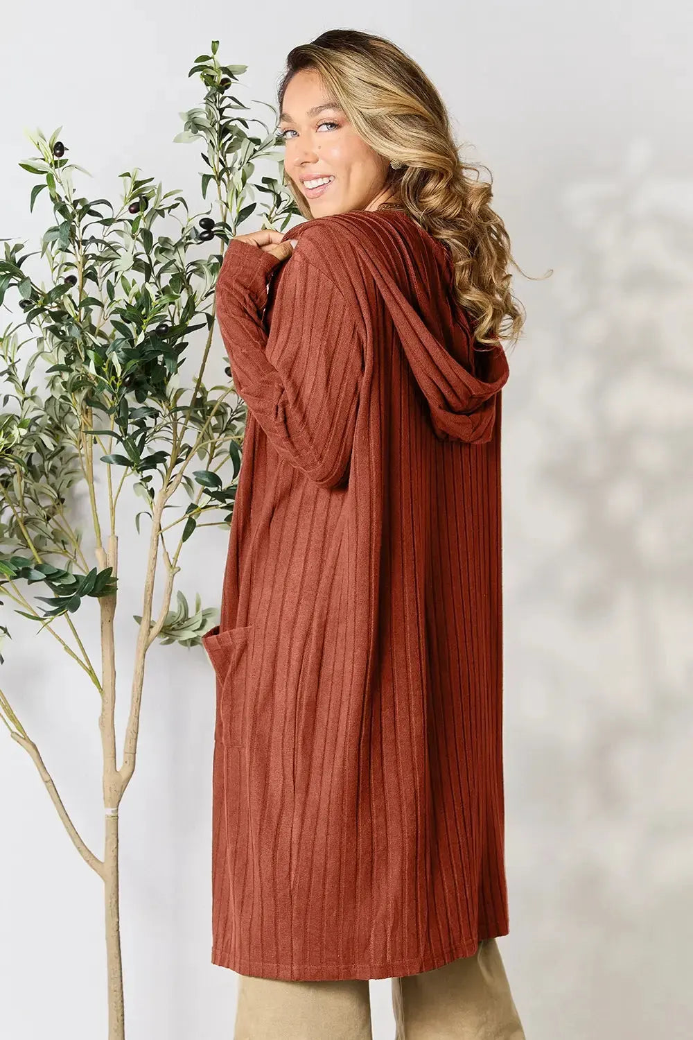 Basic Bae Full Size Hooded Sweater Cardigan by Basic Bae