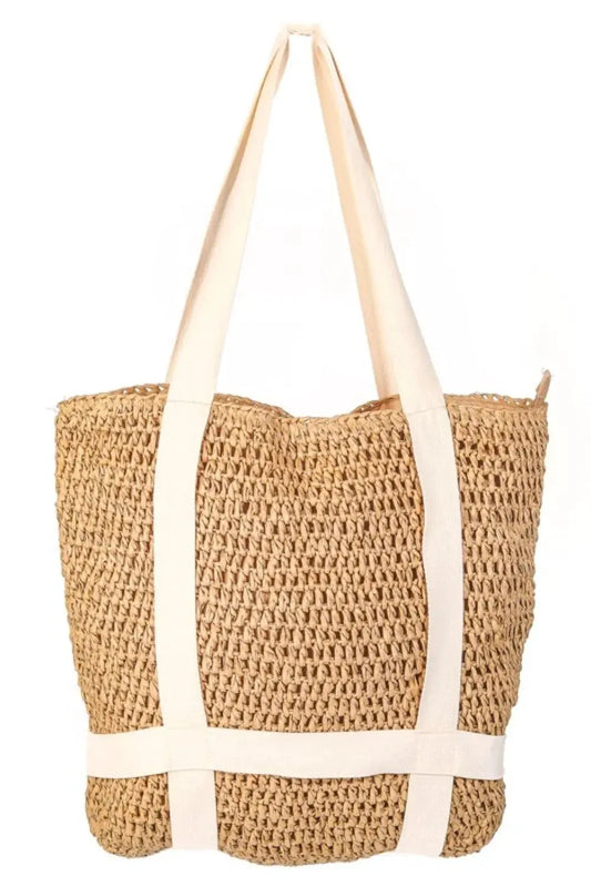Fame Straw Braided Hat Carrier Tote Bag by Fame