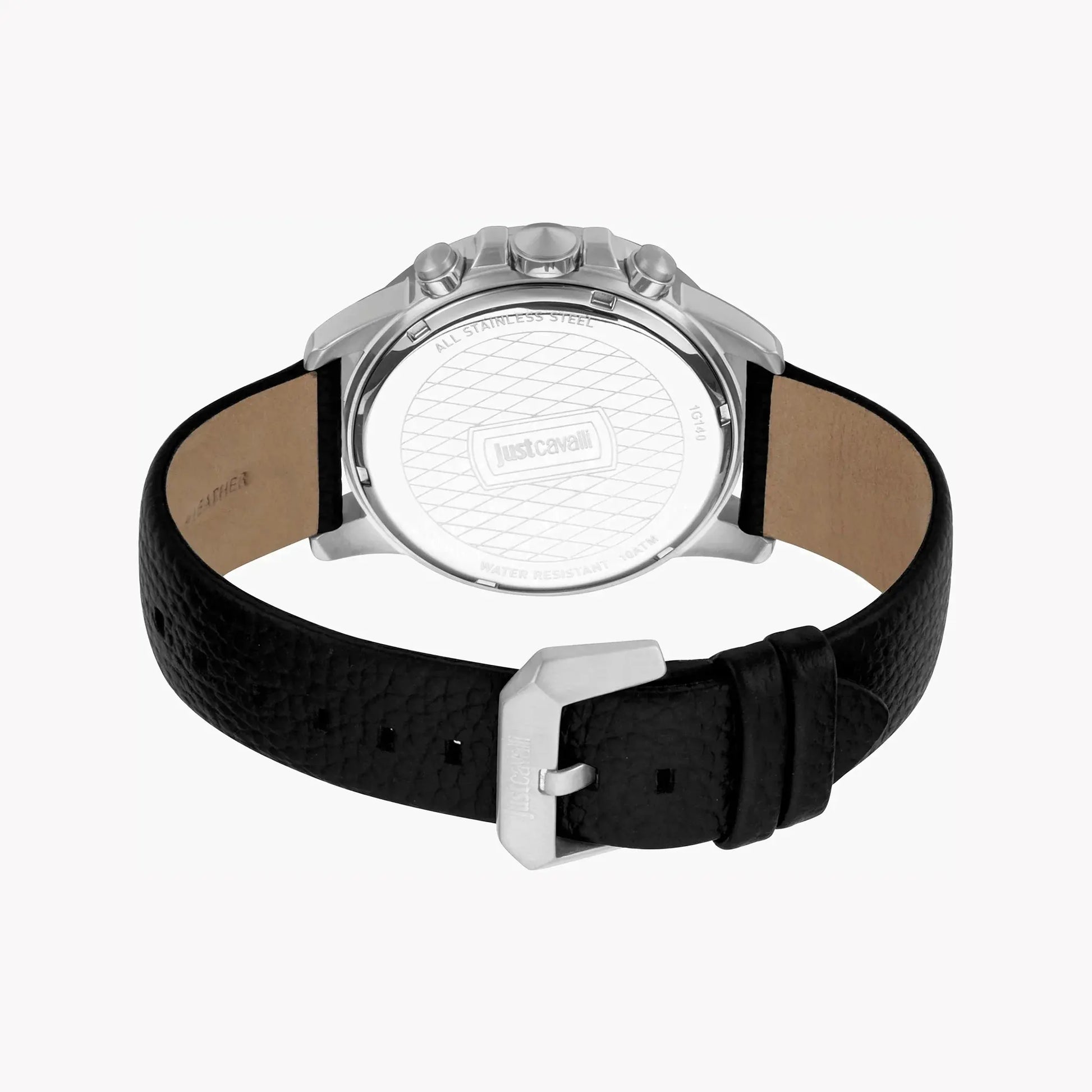 Just Cavalli Men's Black Leather Watch, Silver Dial | Jc1g140l0015 by JUST CAVALLI
