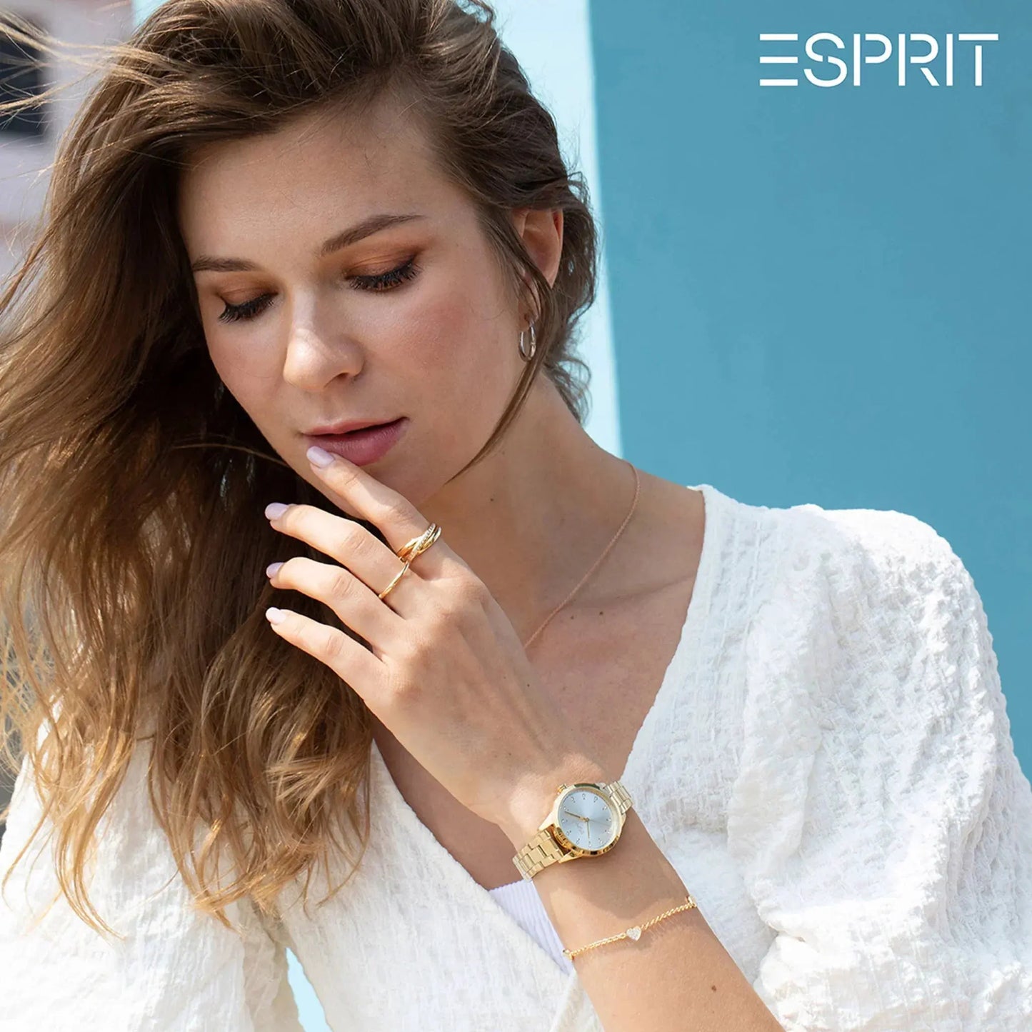 Esprit Women's Gold Stainless Steel Watch, Silver Dial | Es1l006m0035 by ESPRIT