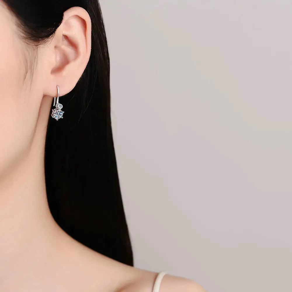 2 Carat Moissanite 925 Sterling Silver Earrings by Partner Label