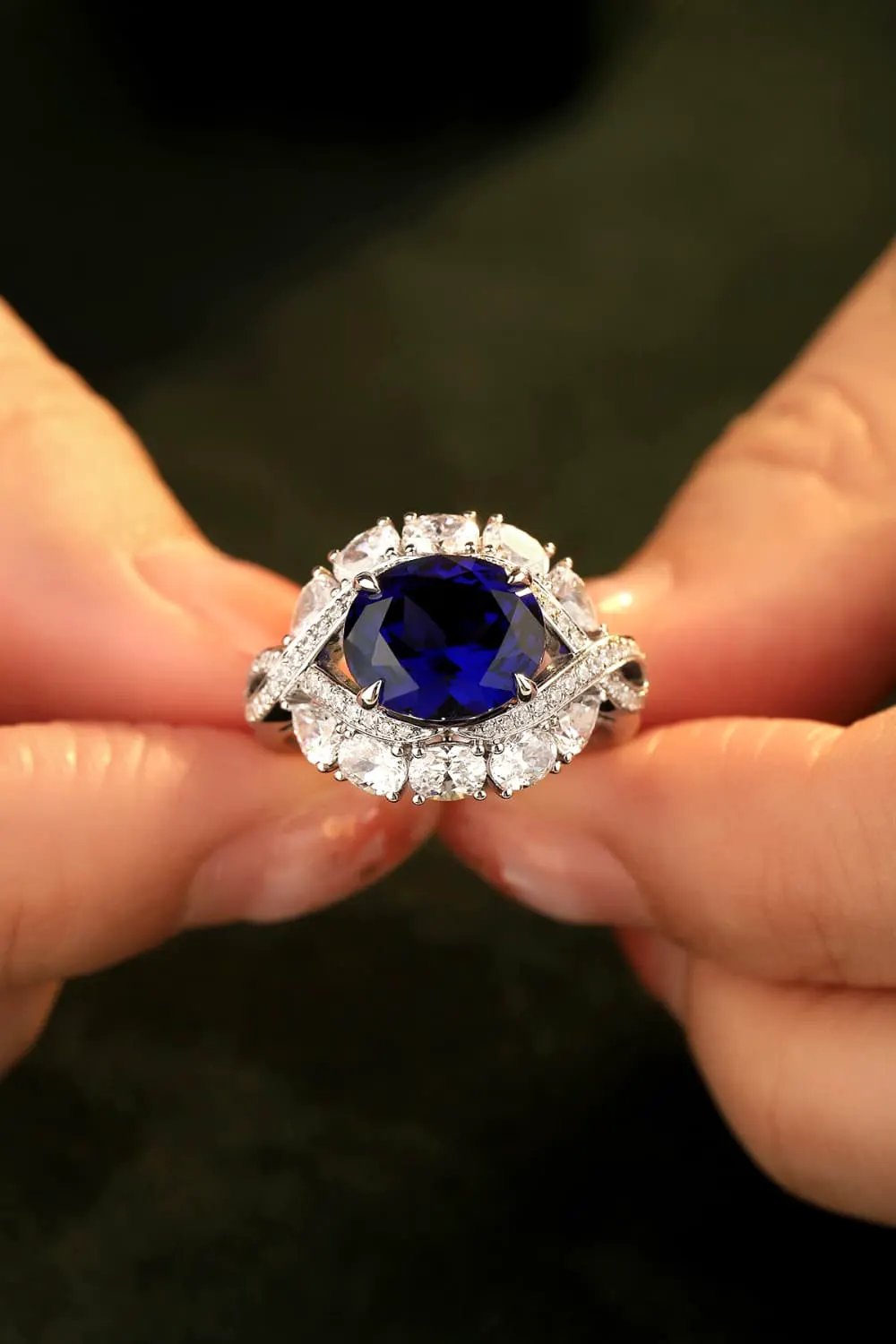 5 Carat Lab-Grown Sapphire Platinum-Plated Ring by Partner Label
