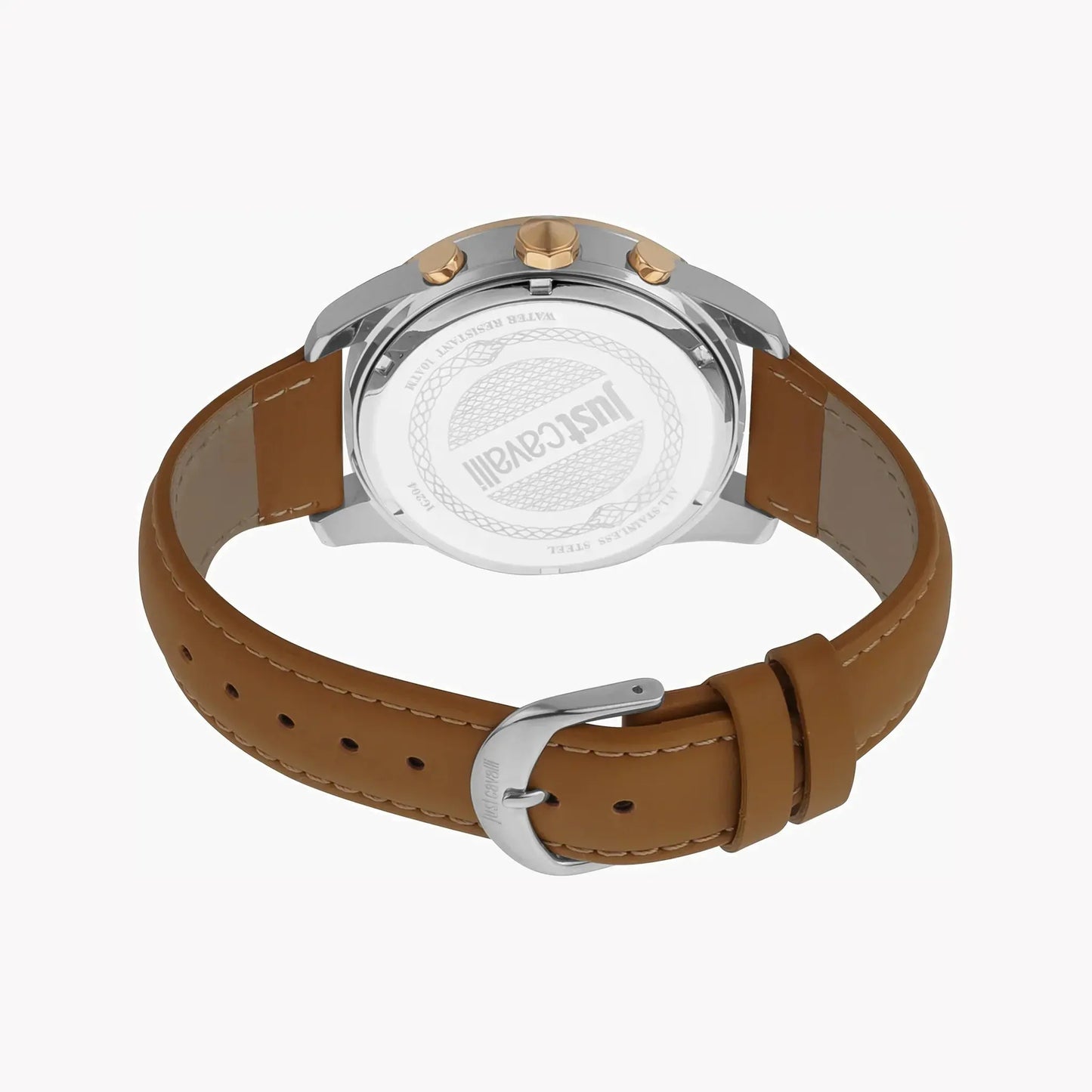 Just Cavalli Men's Brown Leather Watch, Silver Dial | Jc1g204l0035 by JUST CAVALLI