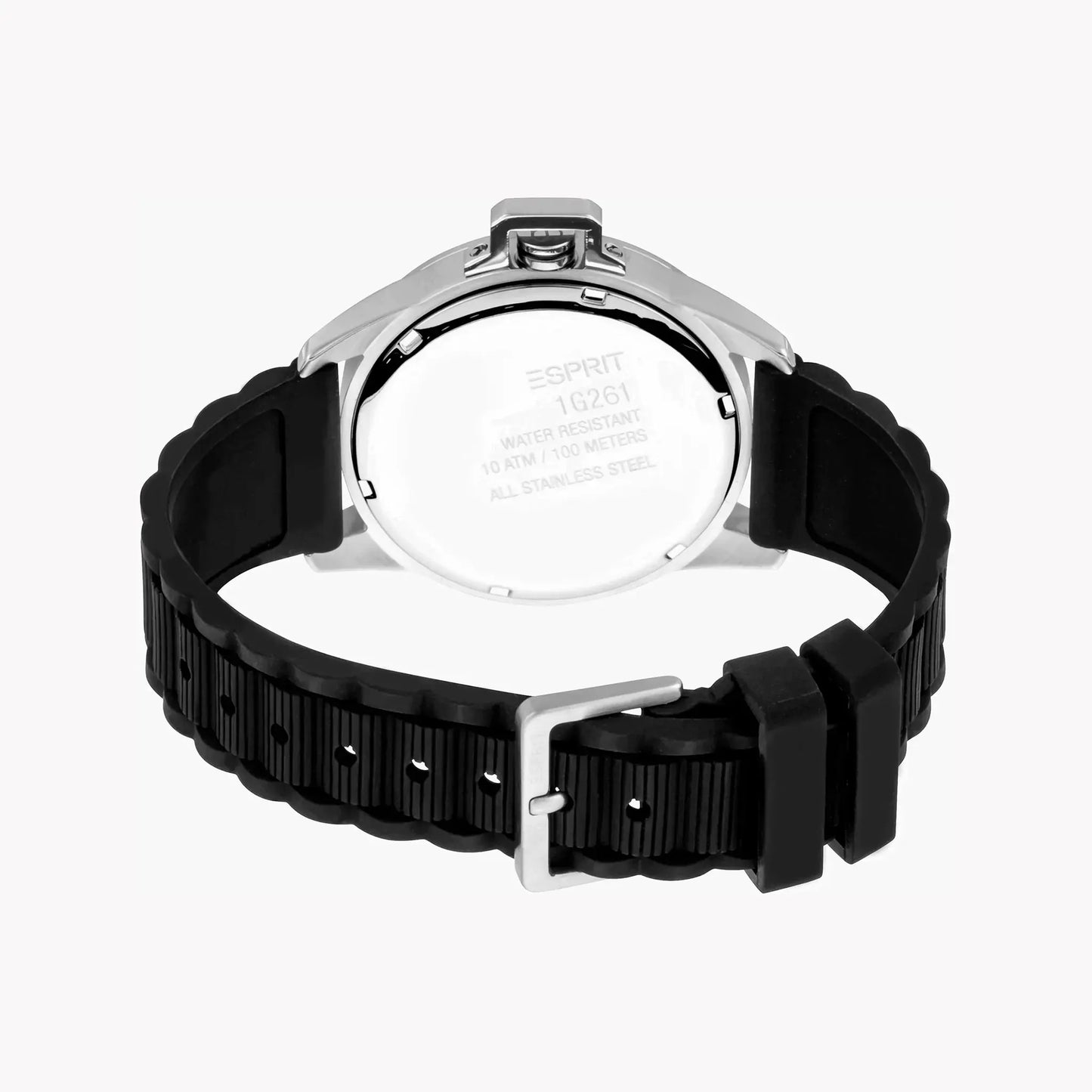 Esprit Men's Silver Dial Watch, Black Rubber Band | Es1g101m0055 by ESPRIT