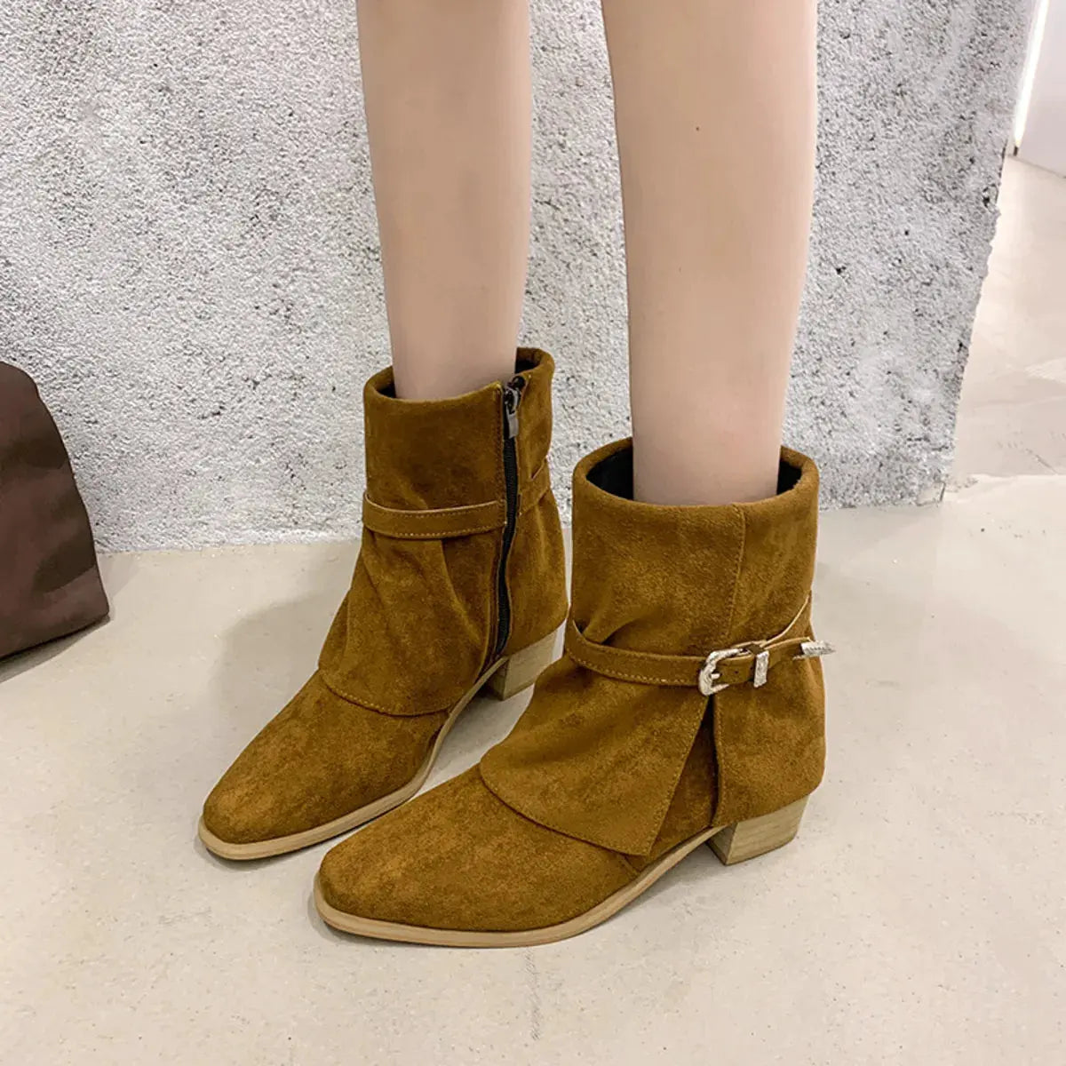Point Toe Block Heels Boots by Partner Label