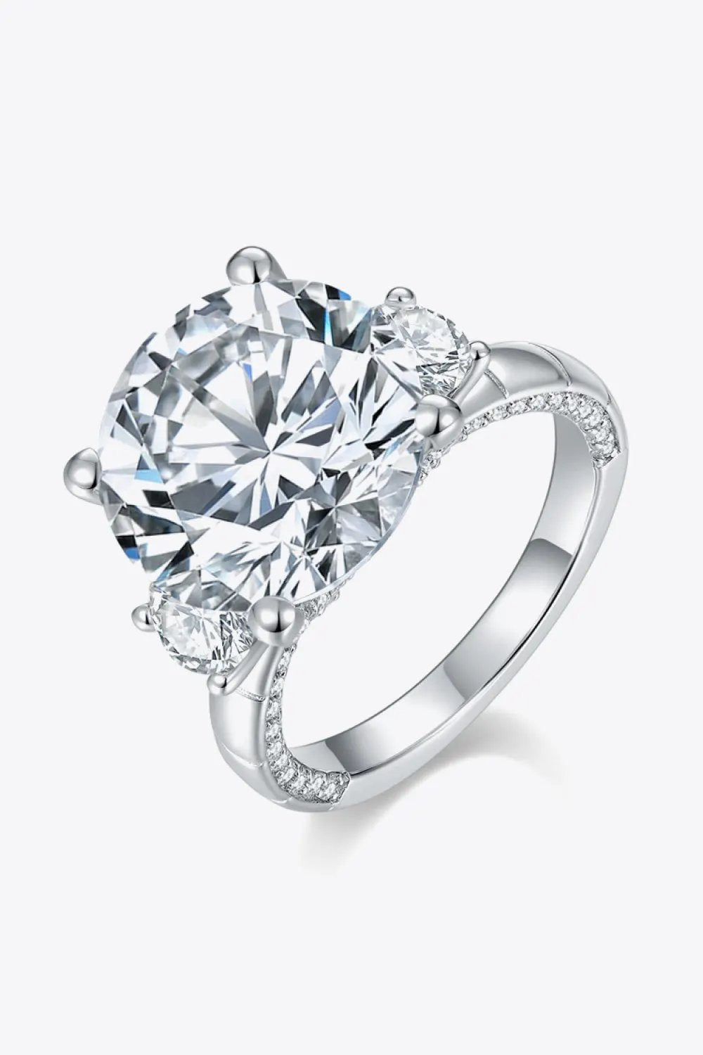 8.6 Carat Moissanite Platinum-Plated Ring by Partner Label