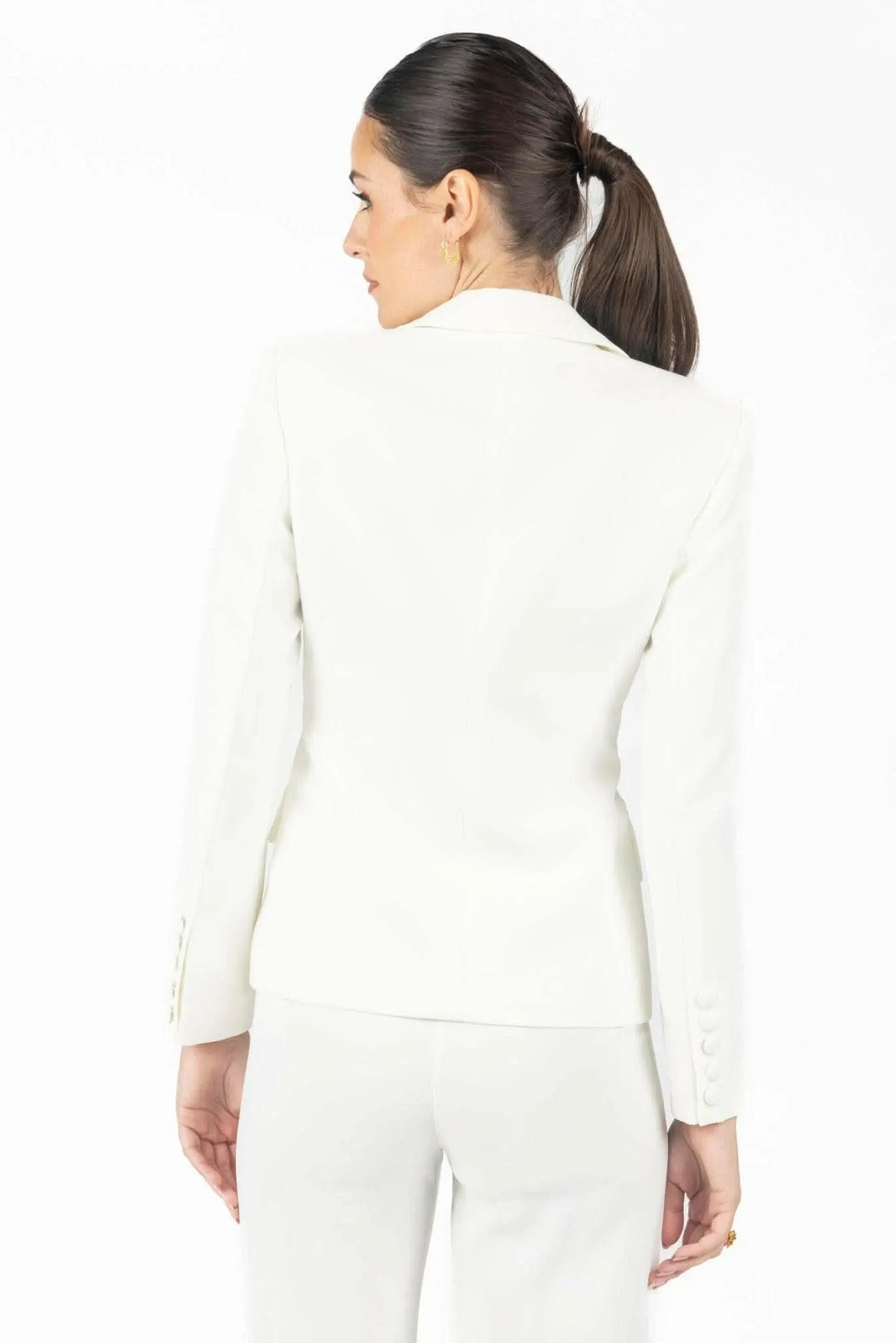 Alana White Pleated Blazer by Akalia