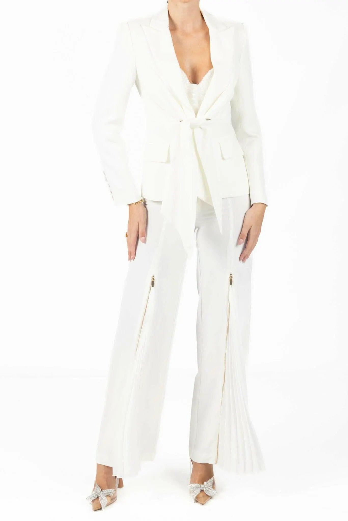 Alana White Pleated Pants by Akalia