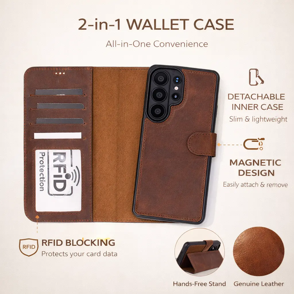 Buffalo Samsung Galaxy S26 Ultra Leather Wallet Case by TORONATA