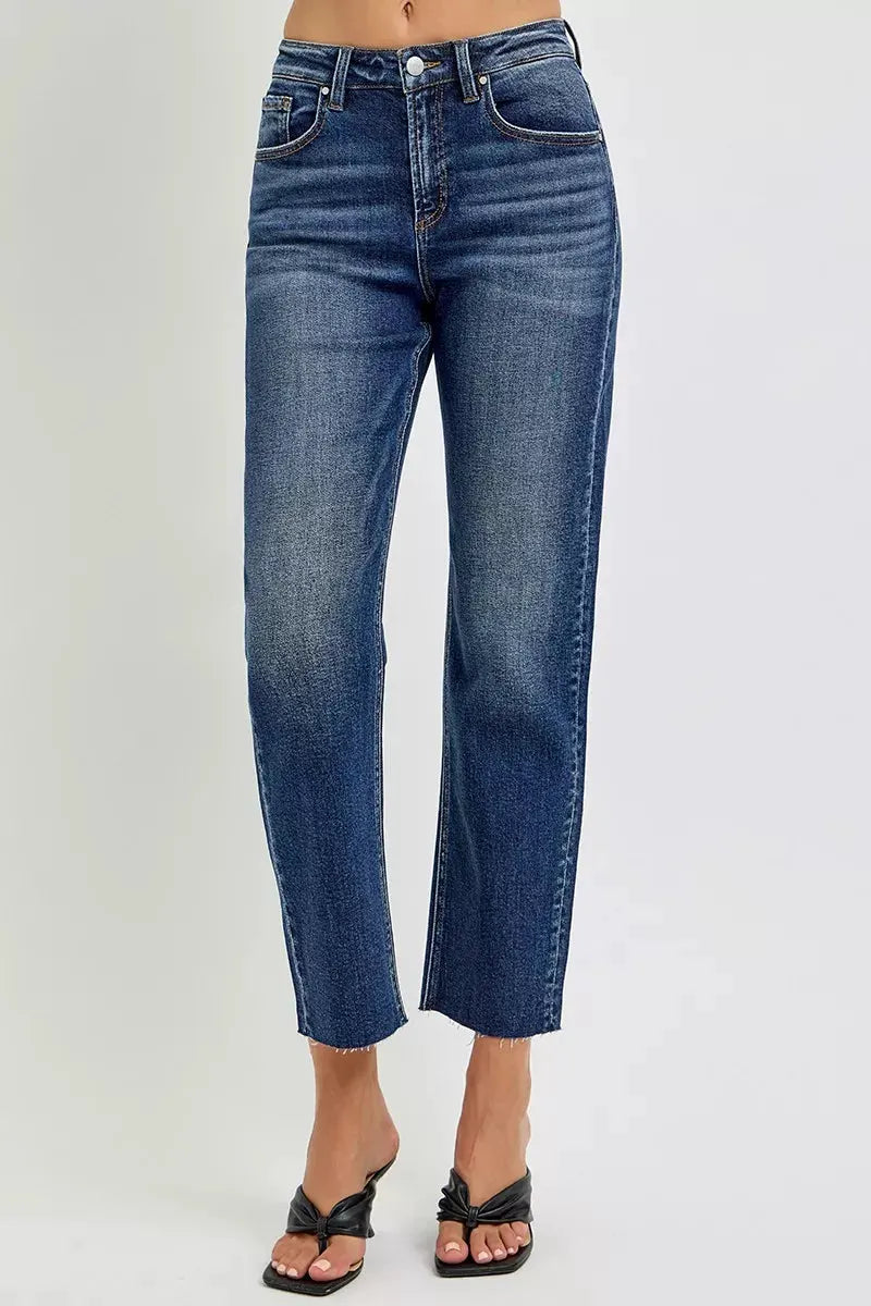 RISEN High Rise Slim Barrel Jeans by RISEN
