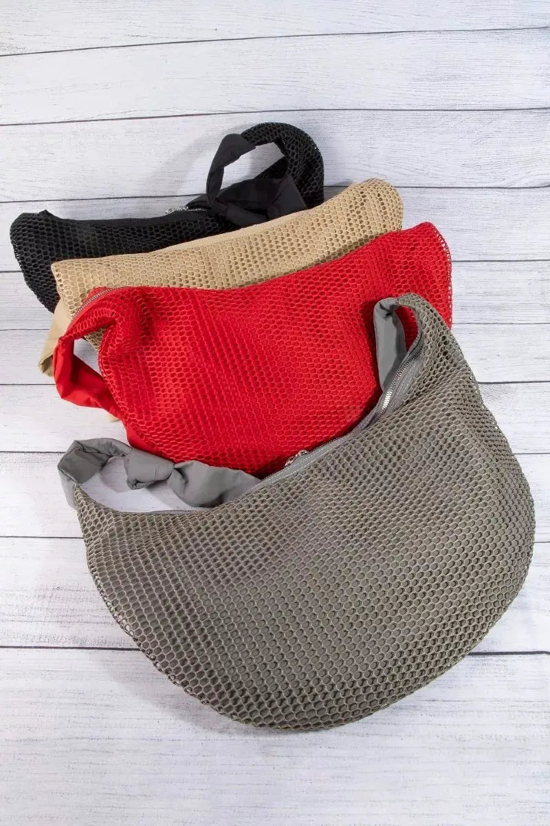 Fame Textured Mesh Knot Shoulder Bag by Fame