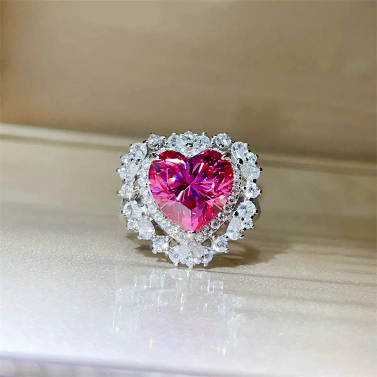5 Carat Moissanite 925 Sterling Silver Heart-Shaped Ring by Partner Label