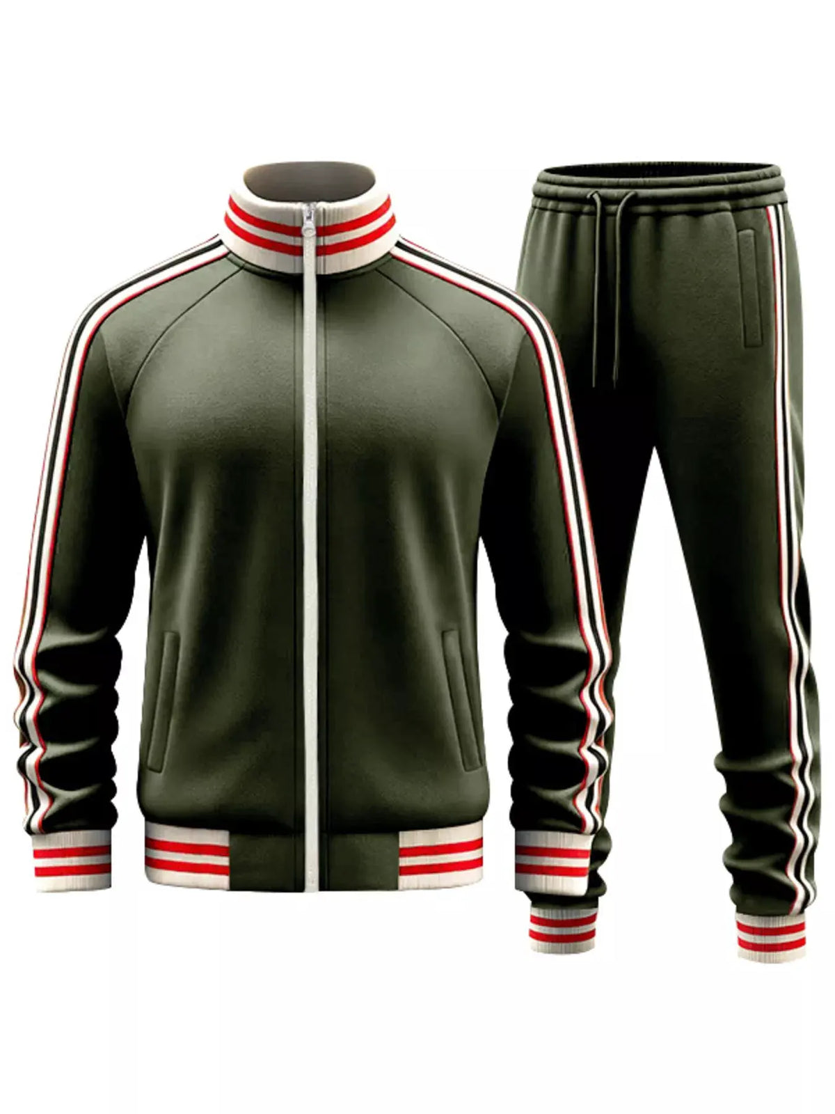Men's Full Size Striped Zip Up Outerwear and Pants Plus Size by Partner Label