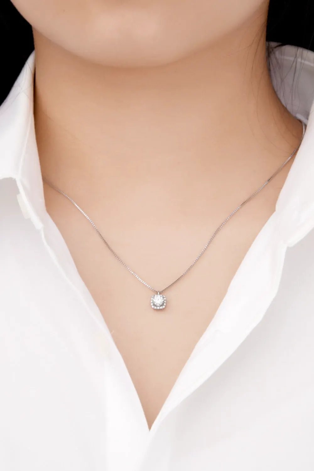 Moissanite Pendant Platinum‑Plated Necklace by Partner Label