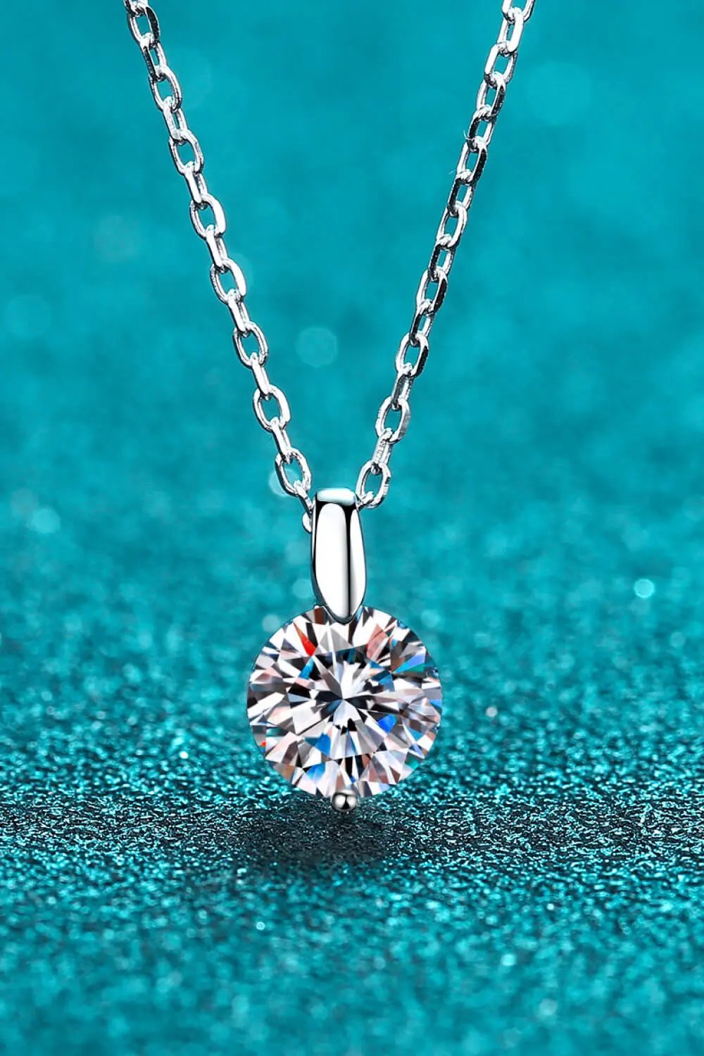 Minimalist 925 Sterling Silver Moissanite Pendant Necklace by Partner Labels