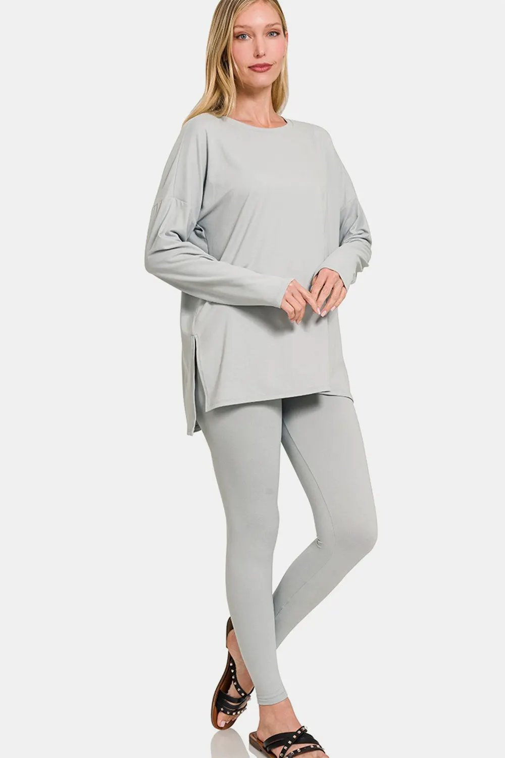 Zenana Full Size Brushed Microfiber Top and Leggings Lounge Set by Zenana