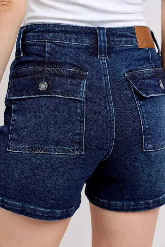 Judy Blue Full Size High Waist Back Flap Pocket Denim Shorts Plus Size by Judy Blue