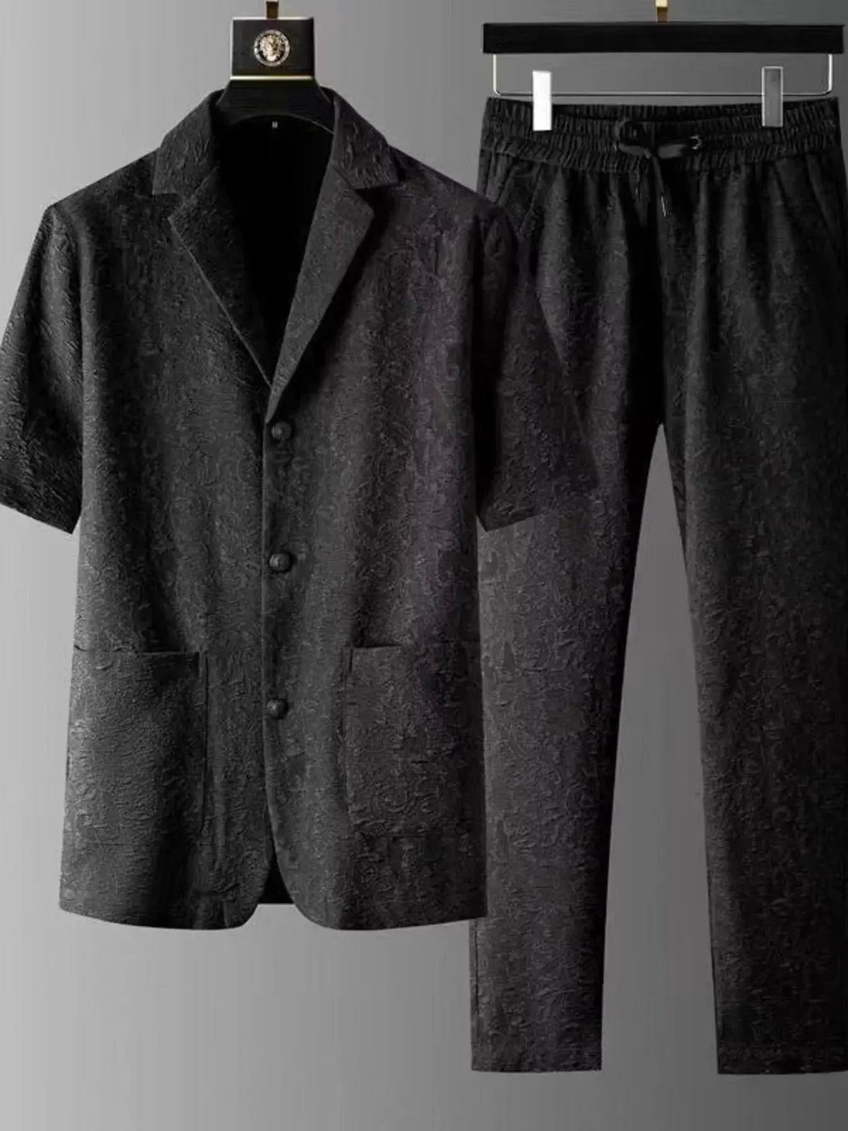 Men's Plus Size Button Up Shirt and Pants Set by Trendsi