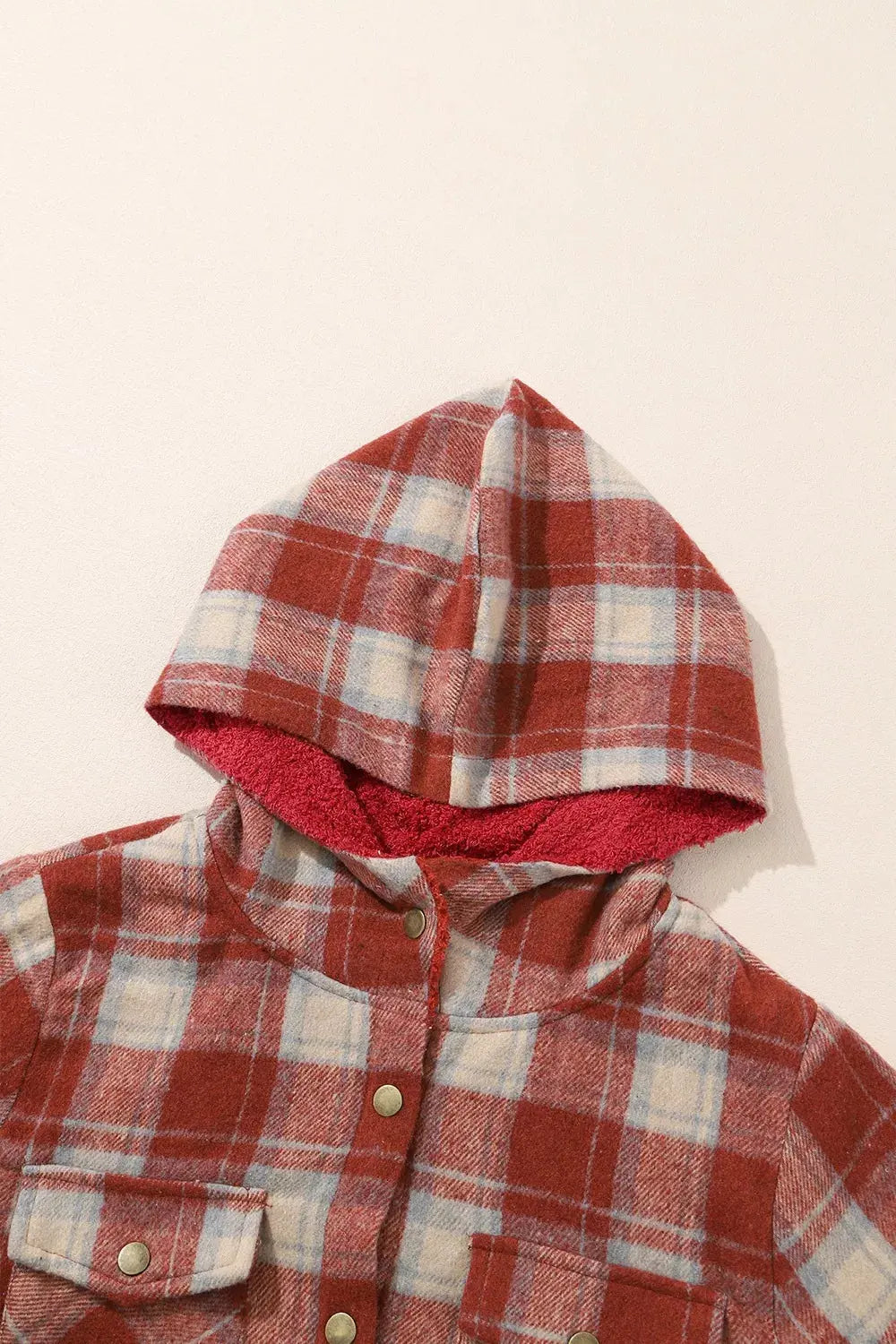 Fleece Lined Plaid Hooded Jacket by Partner Label
