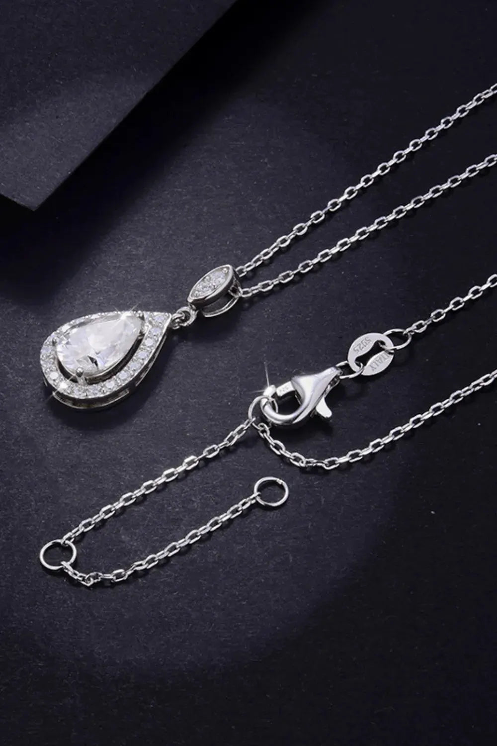 1.5 Carat Moissanite 925 Sterling Silver Teardrop Necklace by Partner Labels