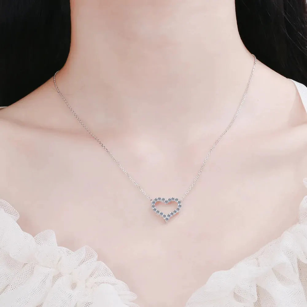 Moissanite 925 Sterling Silver Heart Shape Necklace by Partner Label