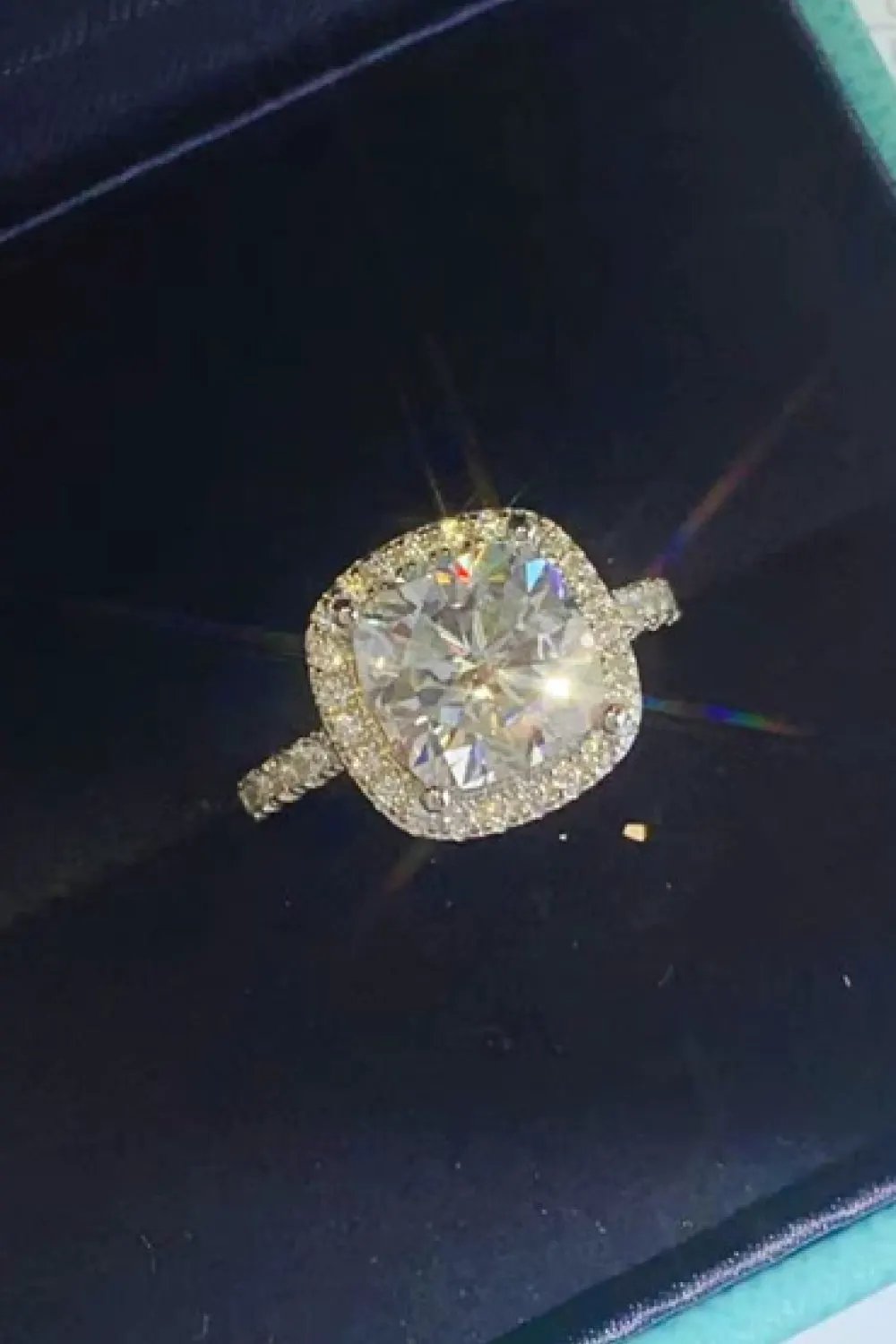 3 Carat Moissanite 925 Sterling Silver Square Ring by Partner Label