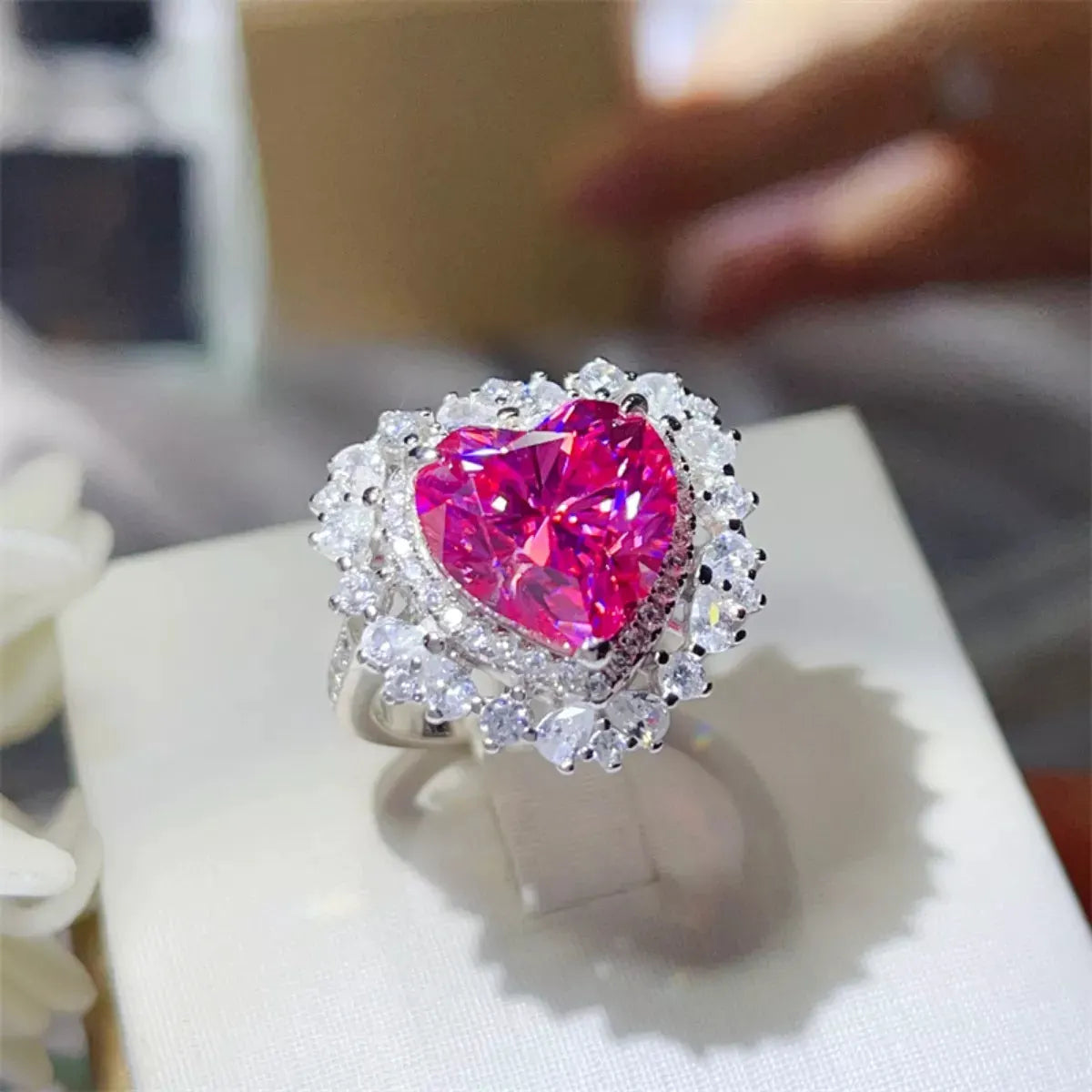 5 Carat Moissanite 925 Sterling Silver Heart-Shaped Ring by Partner Label