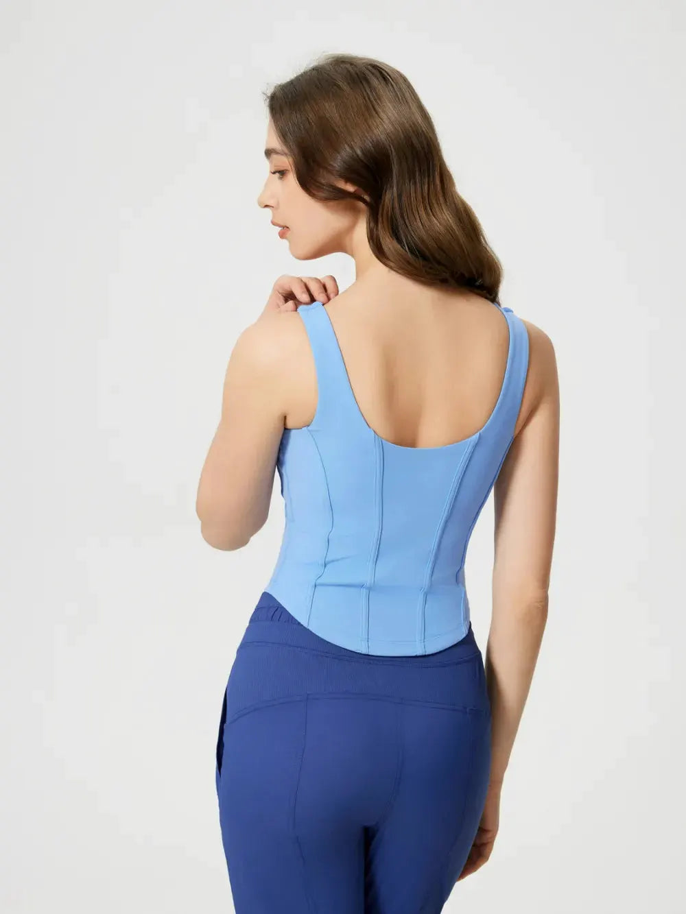 Millennia Round Neck Wide Strap Active Tank with Detachable Chest Pads by Millennia