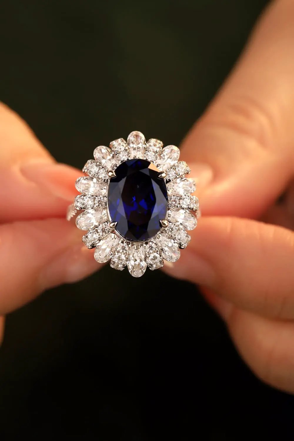 5 Carat Lab-Grown Sapphire Flower Shape Ring by Partner Label