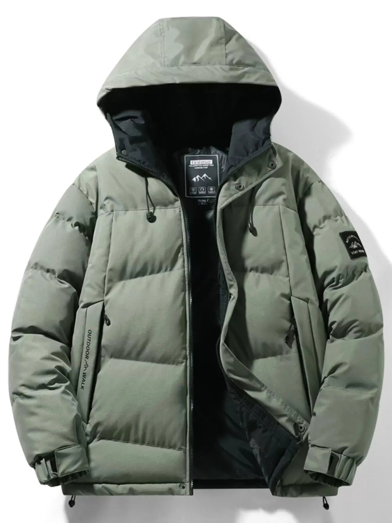 Men's Full Size Outdoor Padded Hooded Puffer Jacket Plus Size by Partner Label