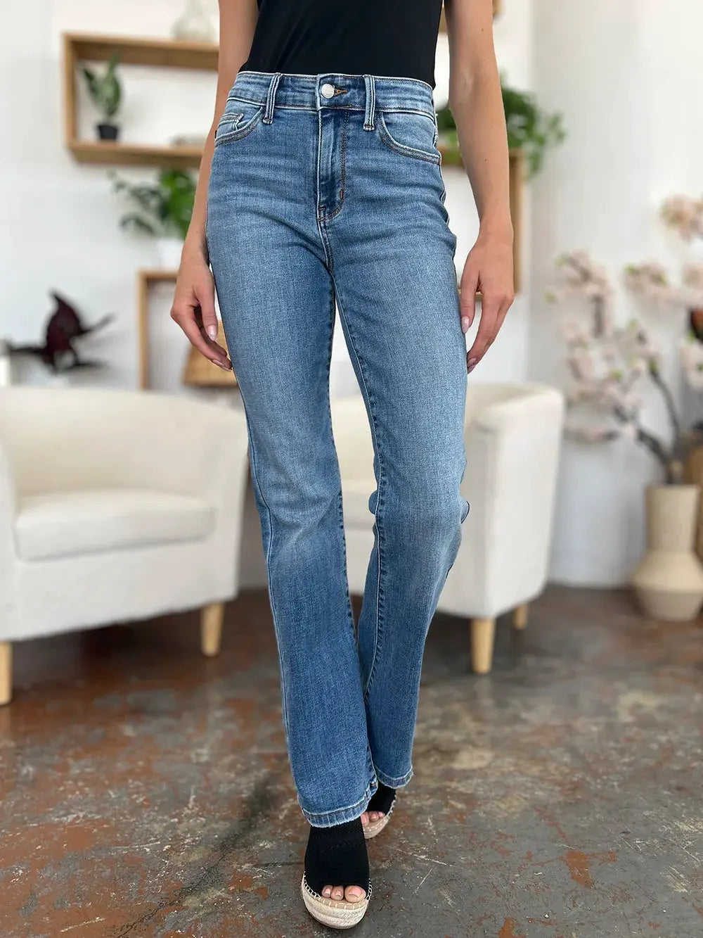 Judy Blue Full Size Mid-Rise Waist Straight Jeans by Judy Blue