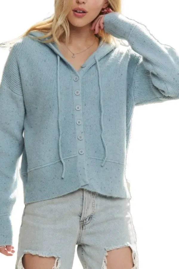 ADORA Hoodie Relaxed Fit Ribbed Cuffs Sweater Cardigan by Partner Label