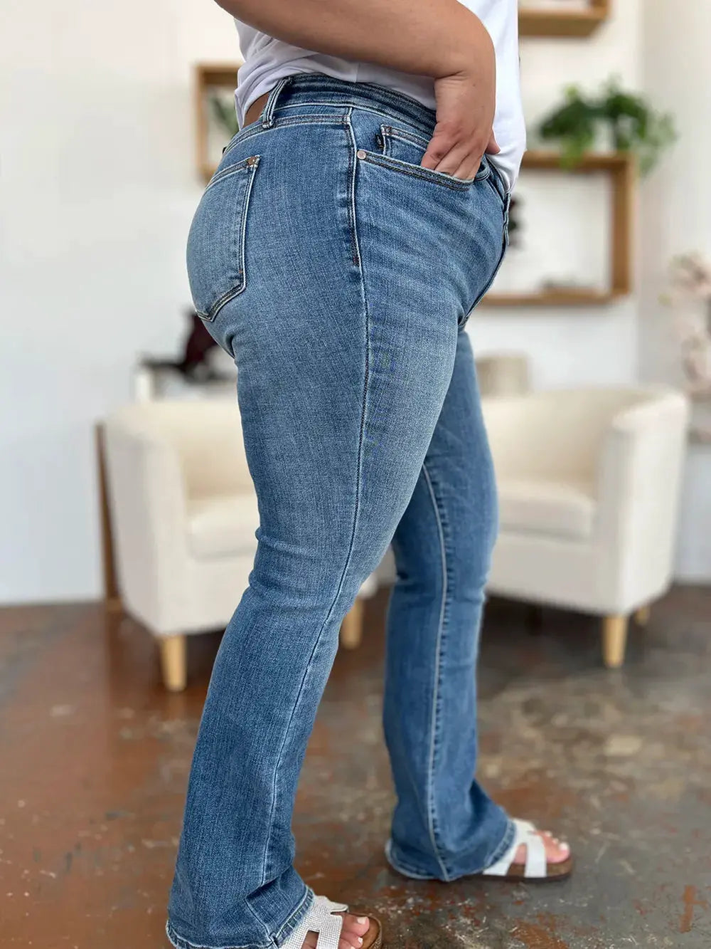 Judy Blue Full Size Mid-Rise Waist Straight Jeans by Judy Blue