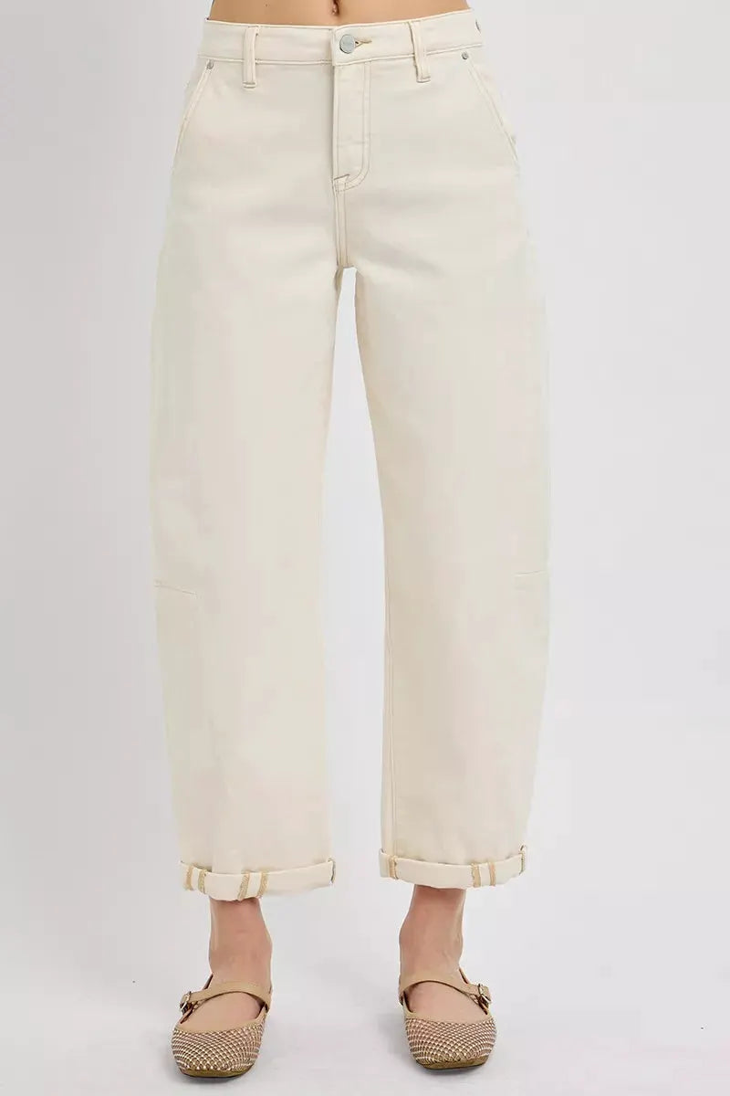 RISEN High Rise Relaxed Barrel Cuffed Jeans by RISEN