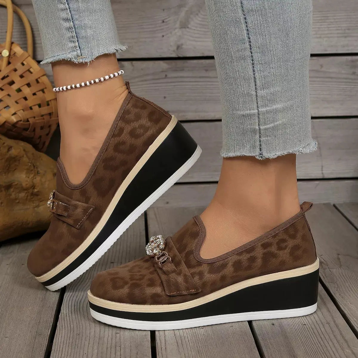 Leopard Print Platform Loafers by Partner Label