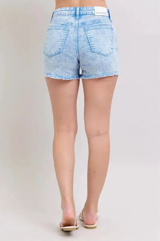 Judy Blue Full Size Mid Rise Garment Dyed Denim Shorts Plus Size by Judy Blue